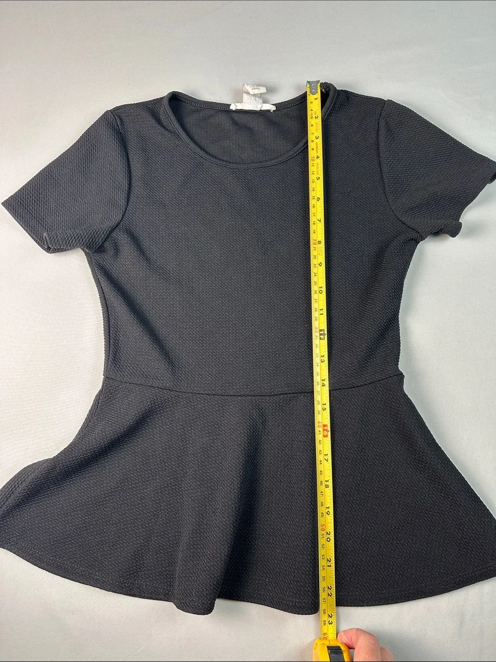 Caution To The Wind Women’s Black Short-Sleeve Peplum Shirt Top